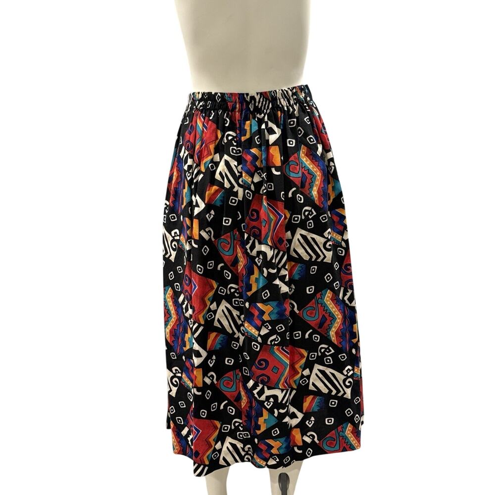 Vtg 1980s Worthington Colorblock New Wave Memphis Pattern A Line Midi Skirt 8P